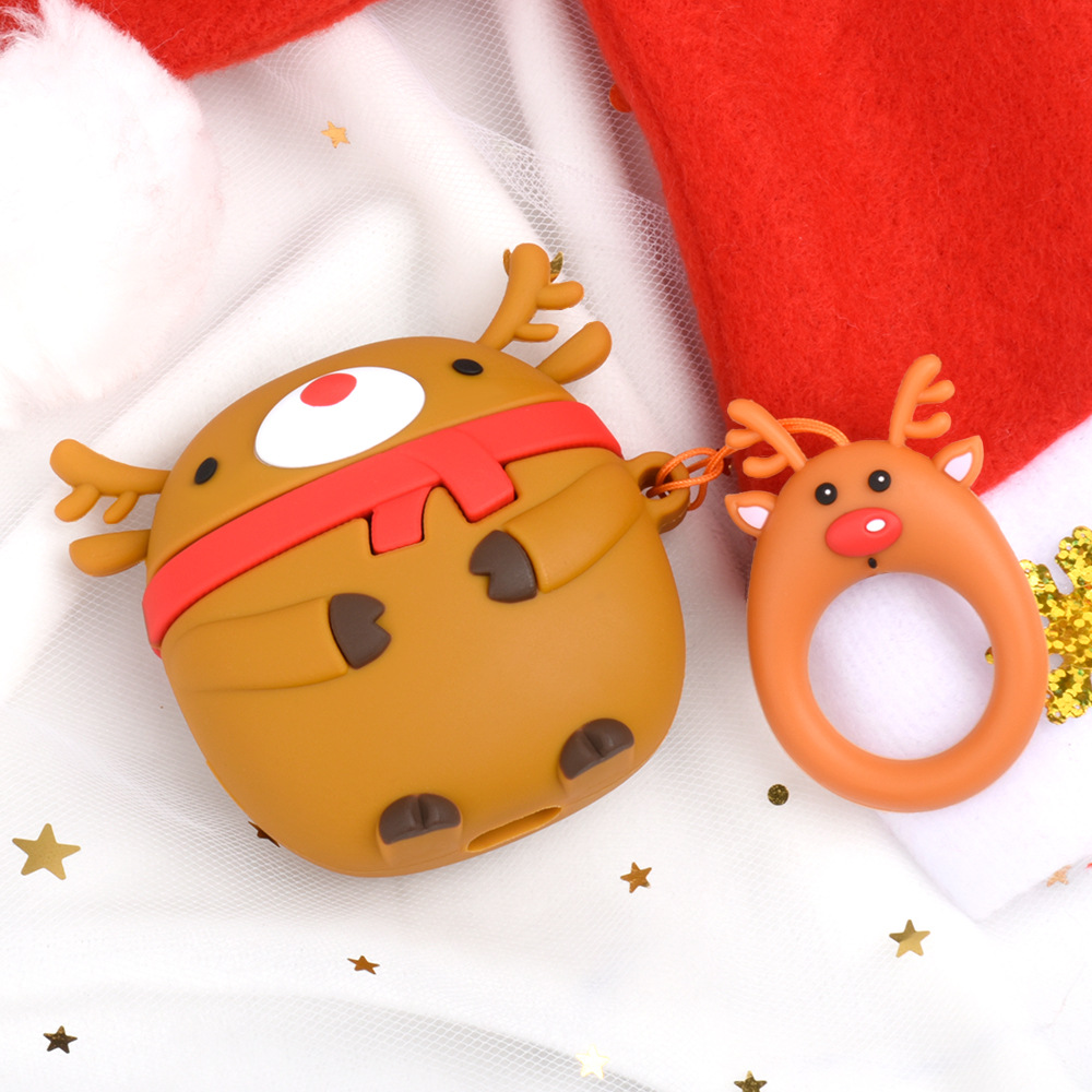 Cute Design Cartoon Silicone Cover Skin for Airpod (1 / 2) Charging Case (Reindeer)